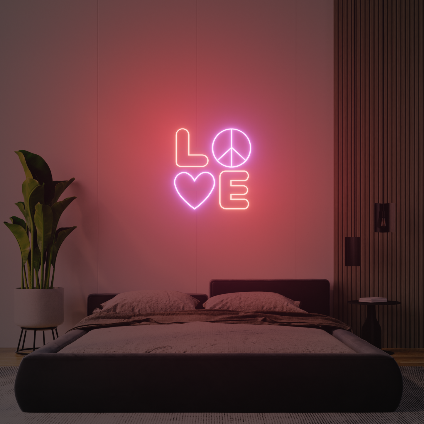 LOVE AND PEACE 3D PRINTED CUSTOM NEON SIGN